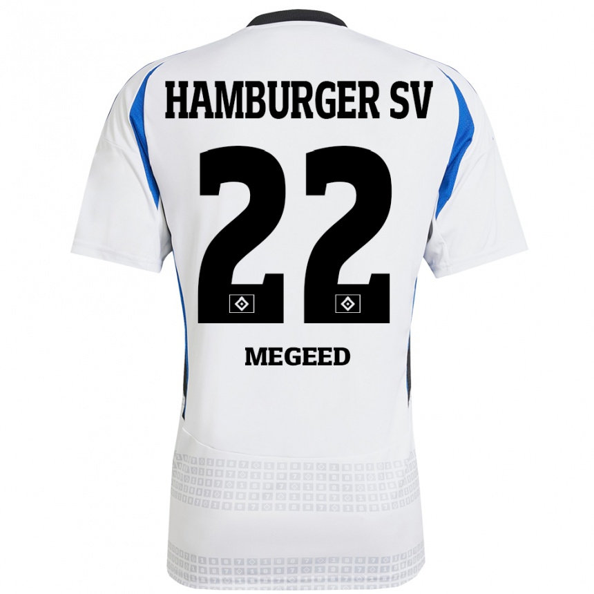 Kids Football Omar Megeed #22 White Blue Home Jersey 2024/25 T-Shirt Uk