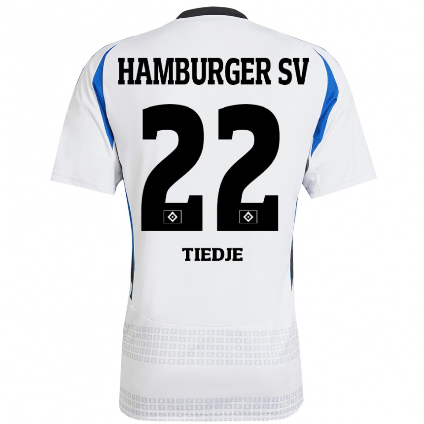 Kids Football Patrick Tiedje #22 White Blue Home Jersey 2024/25 T-Shirt Uk