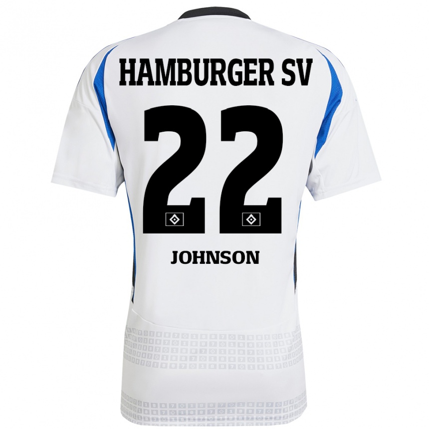 Kids Football Emmanuel Johnson #22 White Blue Home Jersey 2024/25 T-Shirt Uk