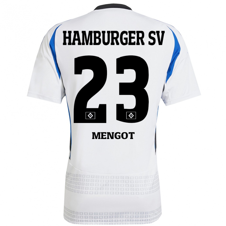 Kids Football Ayukayoh Mengot #23 White Blue Home Jersey 2024/25 T-Shirt Uk