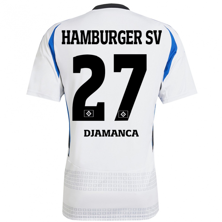 Kids Football Ismaila Djamanca #27 White Blue Home Jersey 2024/25 T-Shirt Uk