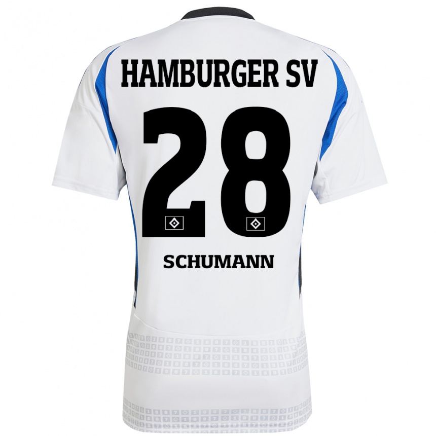 Kids Football Henri Maximilian Schümann #28 White Blue Home Jersey 2024/25 T-Shirt Uk