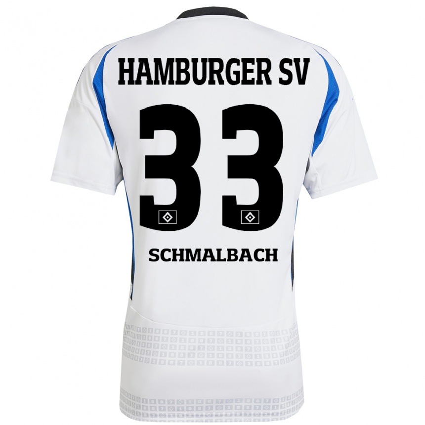 Kids Football Sebastian Schmalbach #33 White Blue Home Jersey 2024/25 T-Shirt Uk