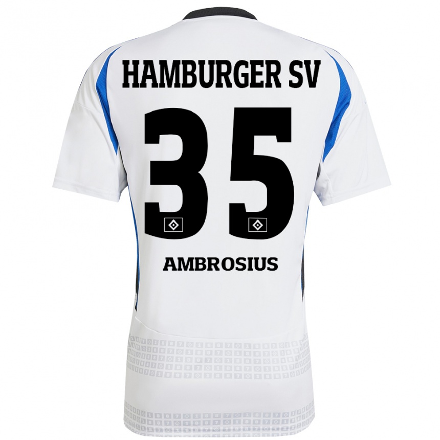 Kids Football Stephan Ambrosius #35 White Blue Home Jersey 2024/25 T-Shirt Uk