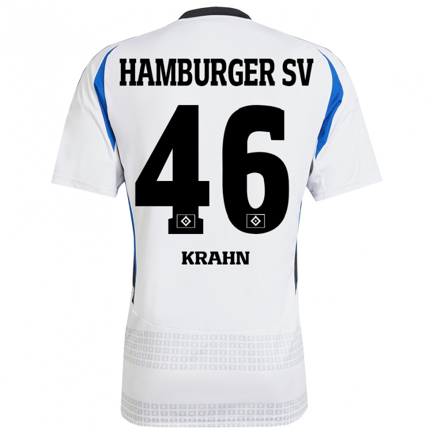 Kids Football Elijah Krahn #46 White Blue Home Jersey 2024/25 T-Shirt Uk