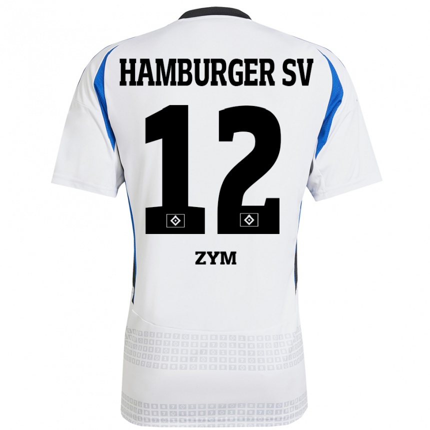 Kids Football Marcel Zym #12 White Blue Home Jersey 2024/25 T-Shirt Uk