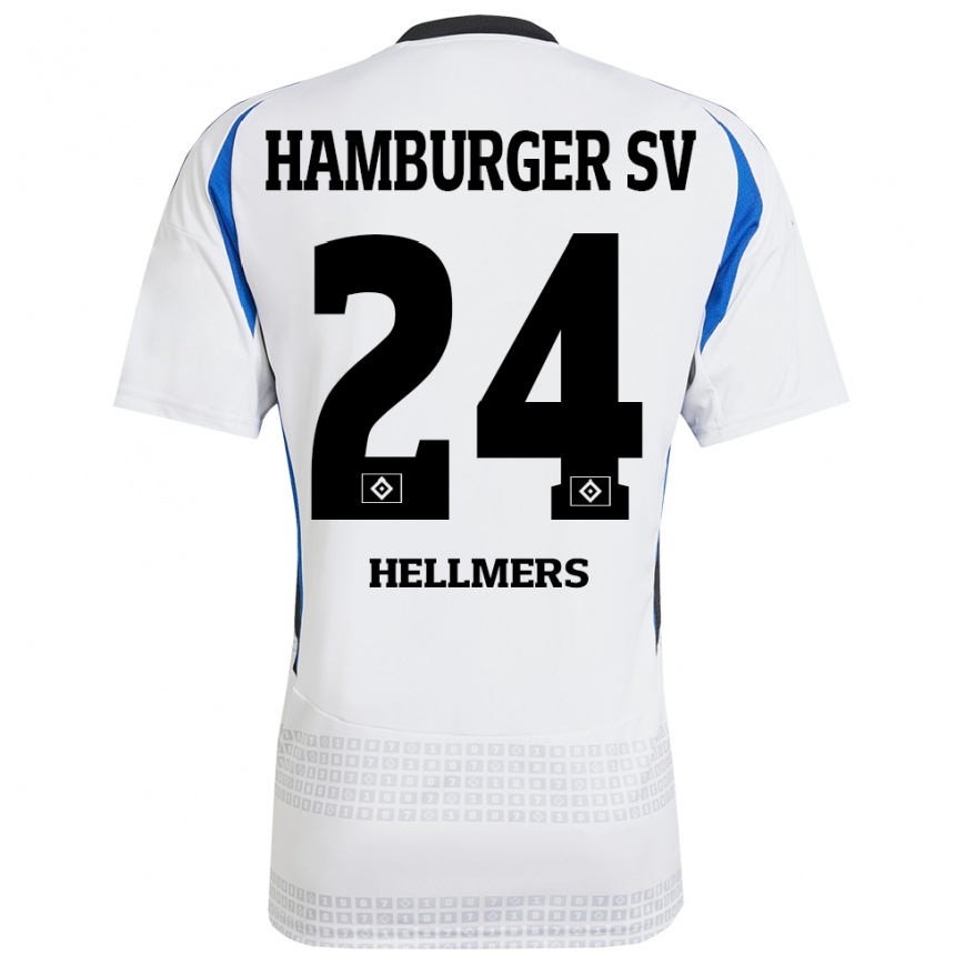 Kids Football Maximilian Hellmers #24 White Blue Home Jersey 2024/25 T-Shirt Uk