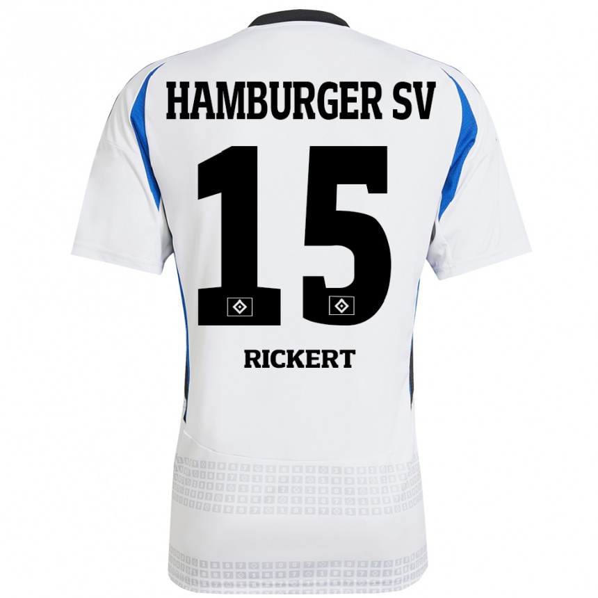 Kids Football Manja Rickert #15 White Blue Home Jersey 2024/25 T-Shirt Uk