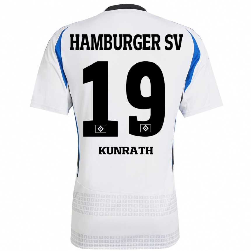 Kids Football Lina Kunrath #19 White Blue Home Jersey 2024/25 T-Shirt Uk