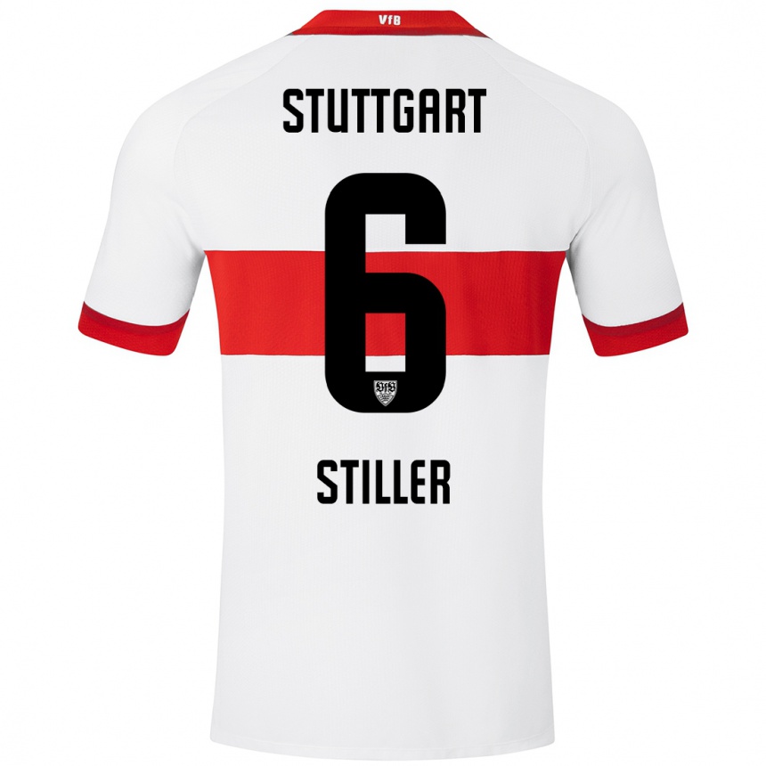 Kids Football Angelo Stiller #6 White Red Home Jersey 2024/25 T-Shirt Uk