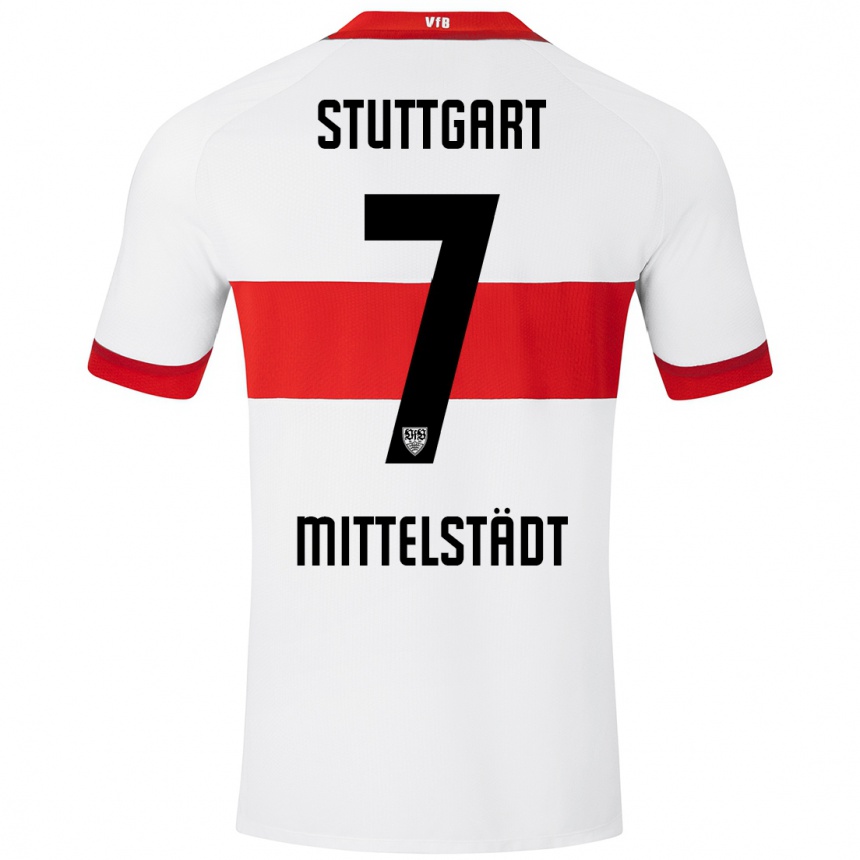 Kids Football Maximilian Mittelstädt #7 White Red Home Jersey 2024/25 T-Shirt Uk