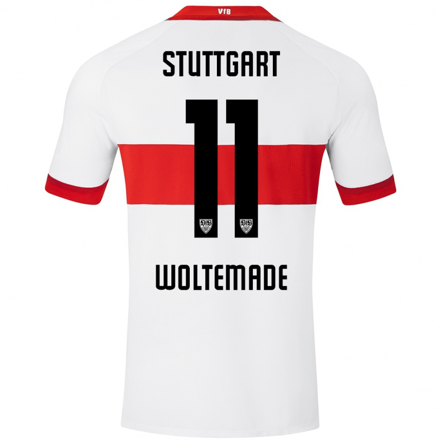 Kids Football Nick Woltemade #11 White Red Home Jersey 2024/25 T-Shirt Uk