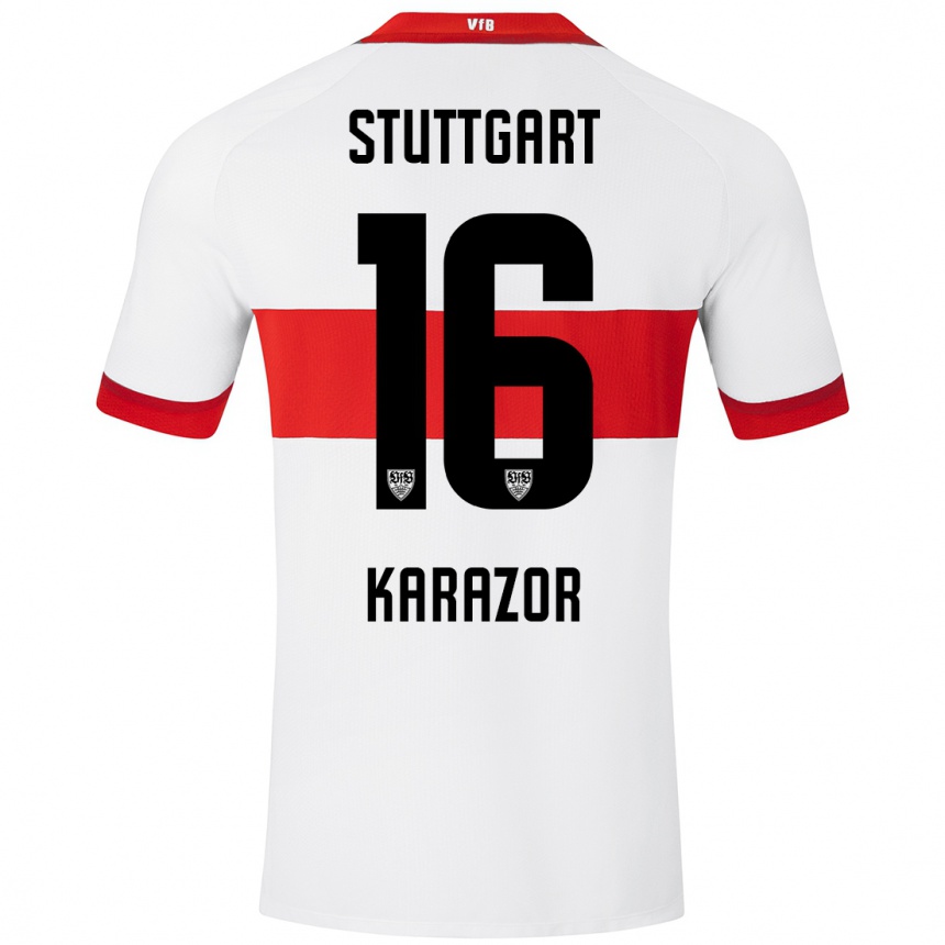 Kids Football Atakan Karazor #16 White Red Home Jersey 2024/25 T-Shirt Uk