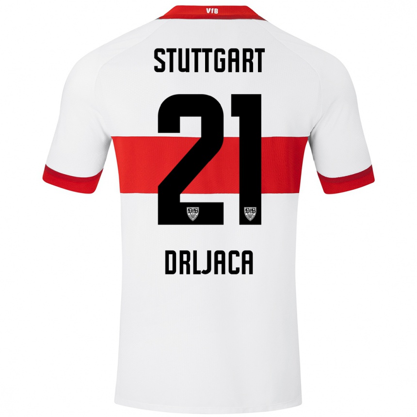 Kids Football Stefan Drljaca #21 White Red Home Jersey 2024/25 T-Shirt Uk