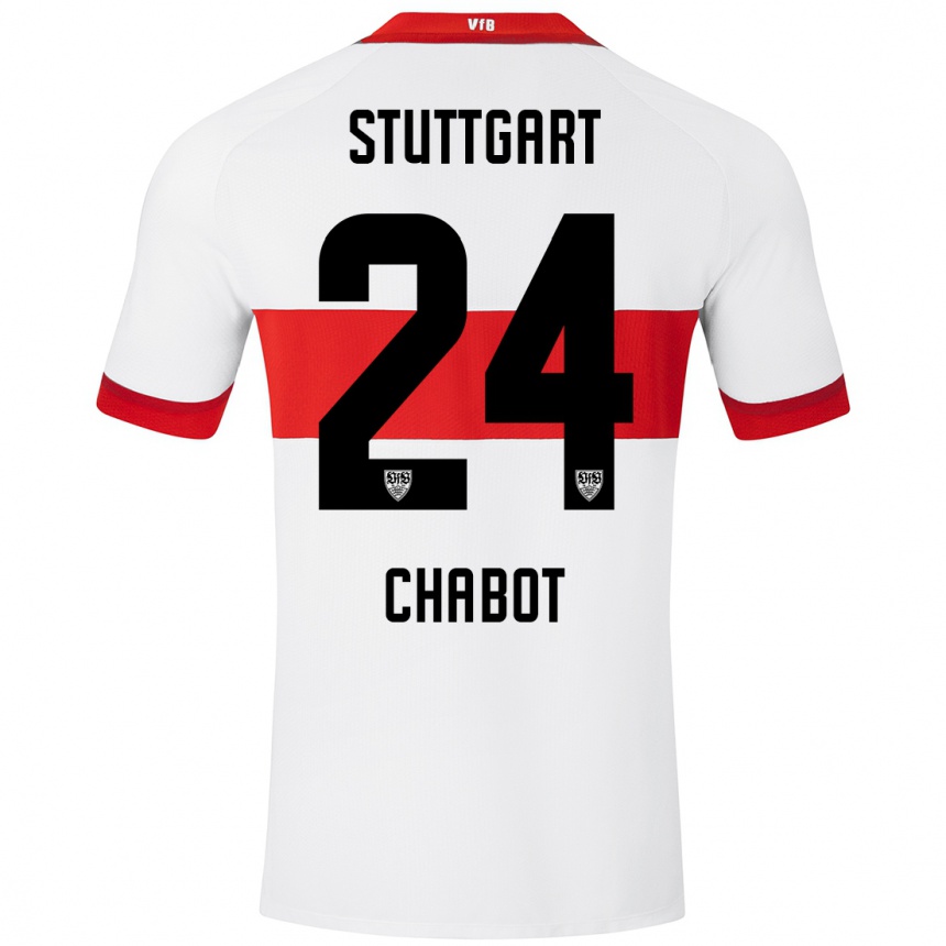 Kids Football Jeff Chabot #24 White Red Home Jersey 2024/25 T-Shirt Uk