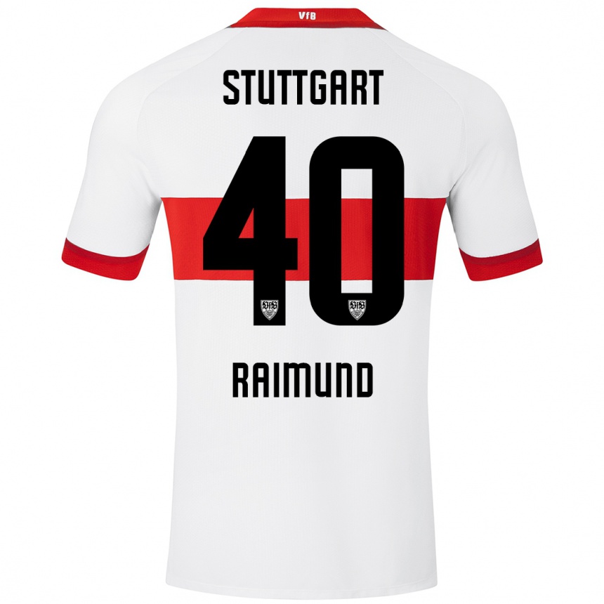 Kids Football Luca Raimund #40 White Red Home Jersey 2024/25 T-Shirt Uk