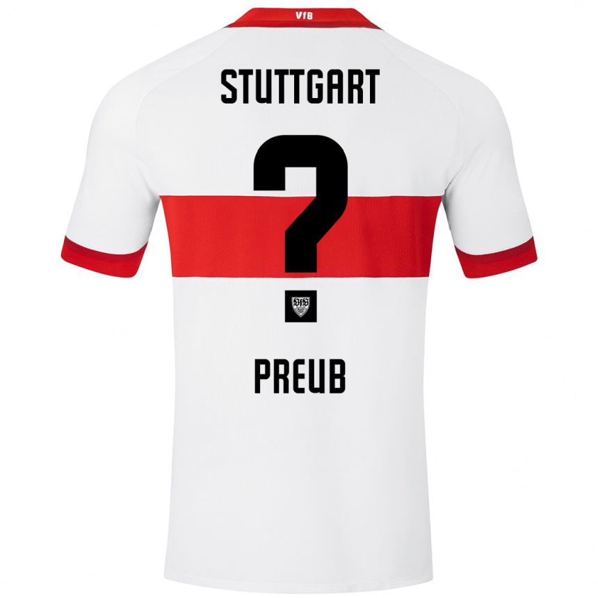 Kids Football Laurin Preuß #0 White Red Home Jersey 2024/25 T-Shirt Uk