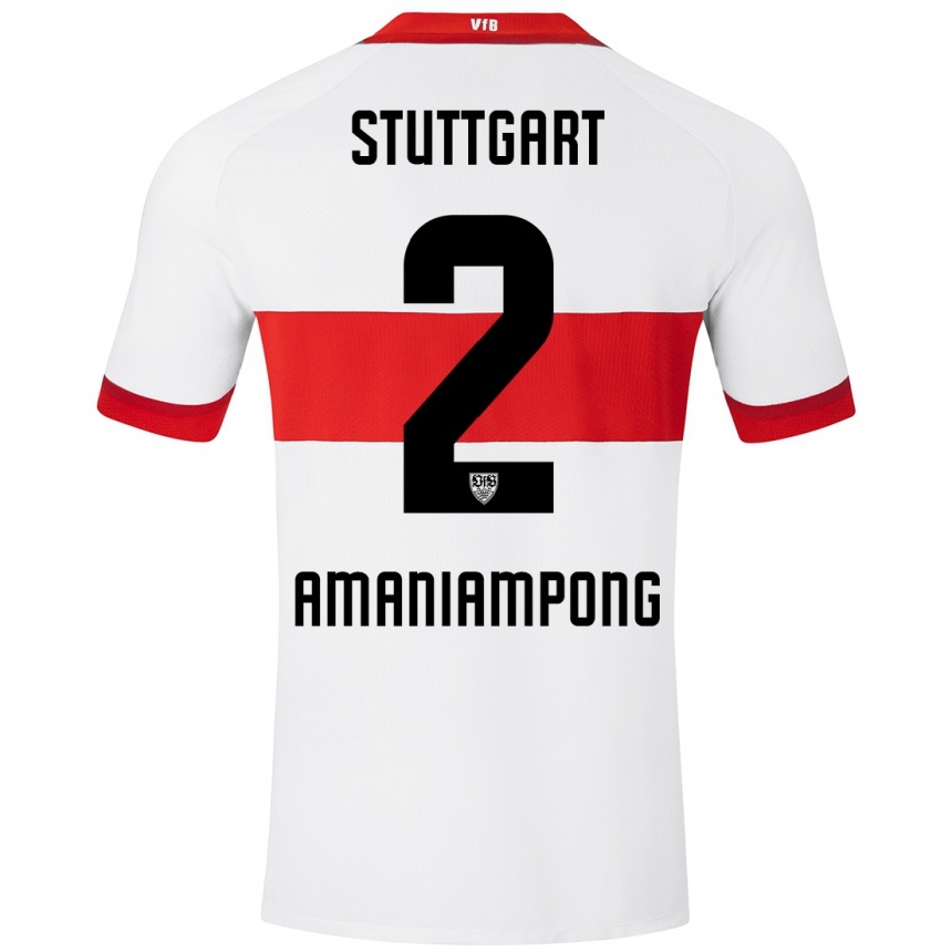 Kids Football Kaden Amaniampong #2 White Red Home Jersey 2024/25 T-Shirt Uk