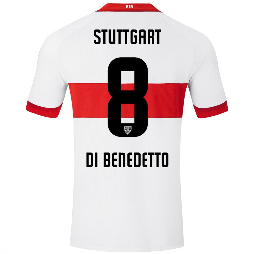 Kids Football Samuele Di Benedetto #8 White Red Home Jersey 2024/25 T-Shirt Uk