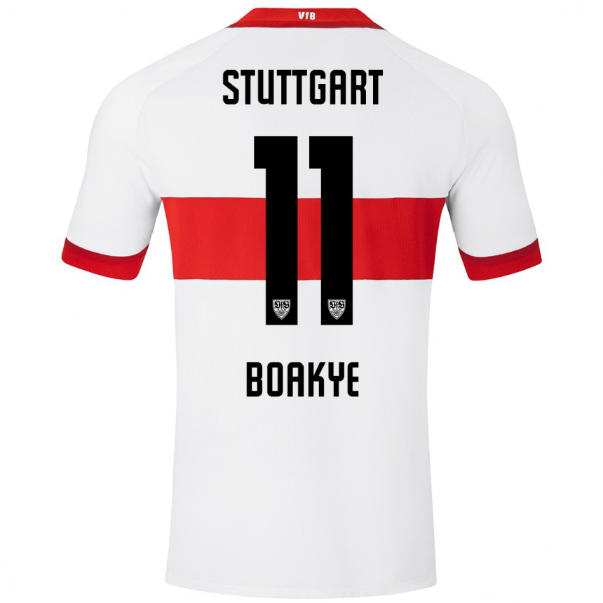 Kids Football Benjamin Boakye #11 White Red Home Jersey 2024/25 T-Shirt Uk