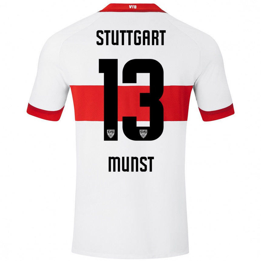 Kids Football Leonhard Münst #13 White Red Home Jersey 2024/25 T-Shirt Uk