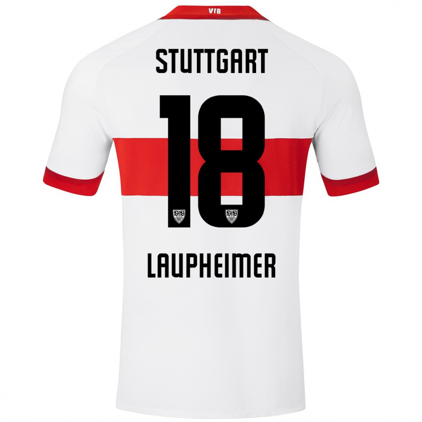 Kids Football Lukas Laupheimer #18 White Red Home Jersey 2024/25 T-Shirt Uk