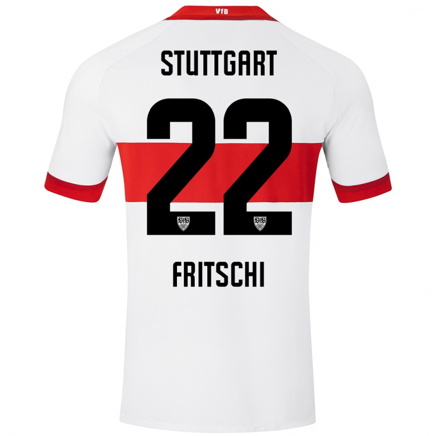 Kids Football Paulo Fritschi #22 White Red Home Jersey 2024/25 T-Shirt Uk