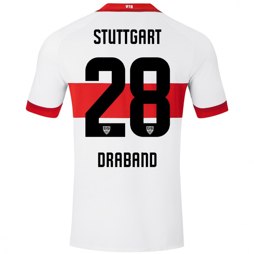 Kids Football Dominik Draband #28 White Red Home Jersey 2024/25 T-Shirt Uk