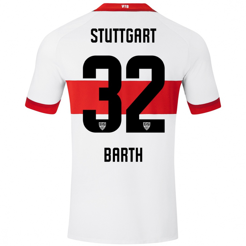 Kids Football Tom Barth #32 White Red Home Jersey 2024/25 T-Shirt Uk