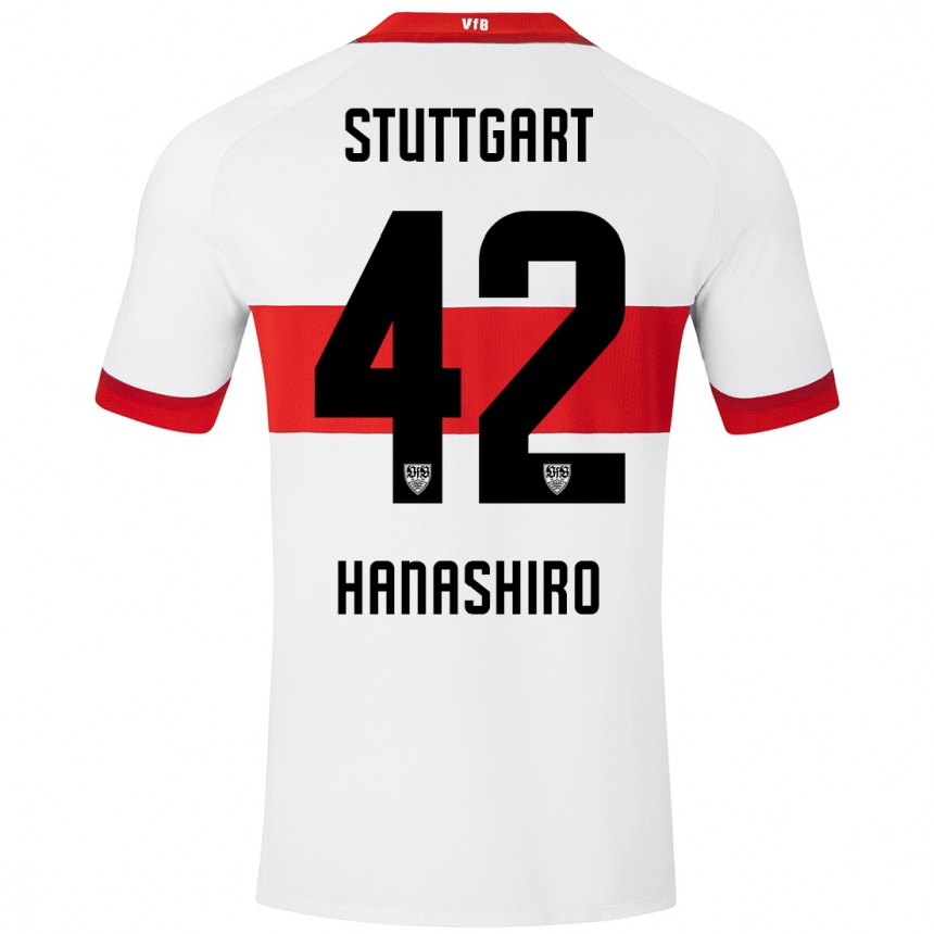 Kids Football Rinto Hanashiro #42 White Red Home Jersey 2024/25 T-Shirt Uk