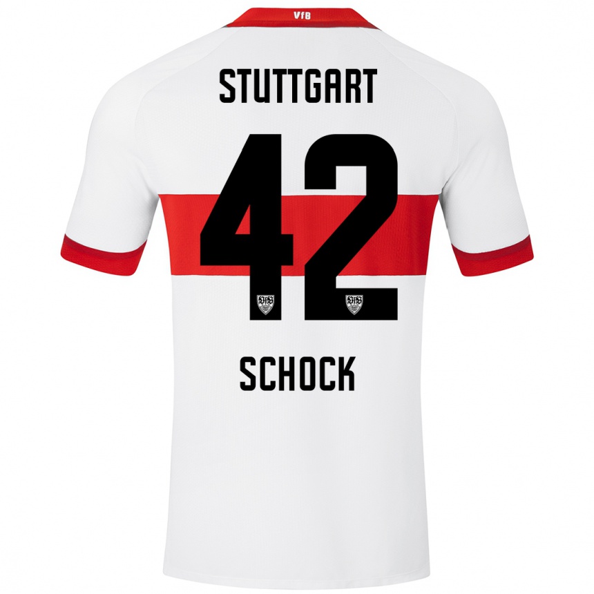 Kids Football Florian Schock #42 White Red Home Jersey 2024/25 T-Shirt Uk