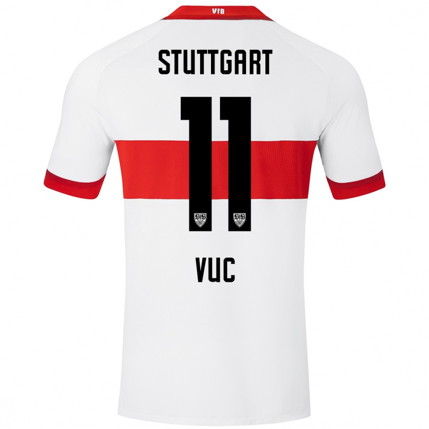 Kids Football Patrick Vuc #11 White Red Home Jersey 2024/25 T-Shirt Uk