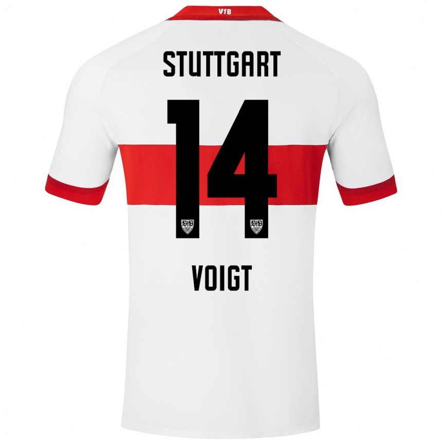 Kids Football Max Voigt #14 White Red Home Jersey 2024/25 T-Shirt Uk