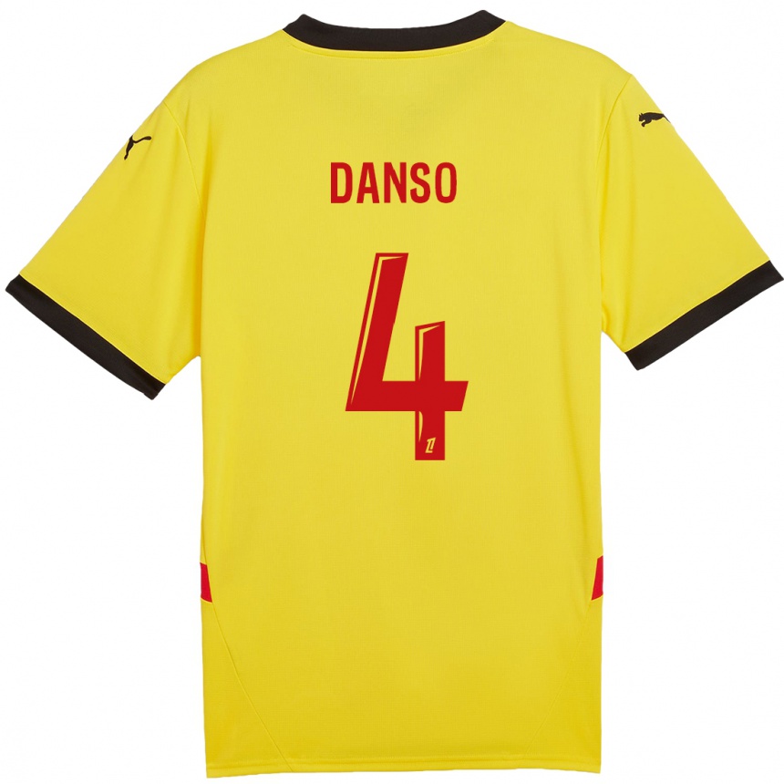 Kids Football Kevin Danso #4 Yellow Red Home Jersey 2024/25 T-Shirt Uk