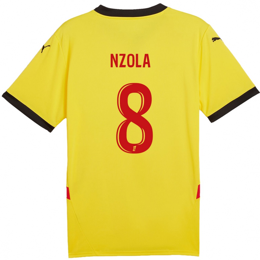 Kids Football M'bala Nzola #8 Yellow Red Home Jersey 2024/25 T-Shirt Uk