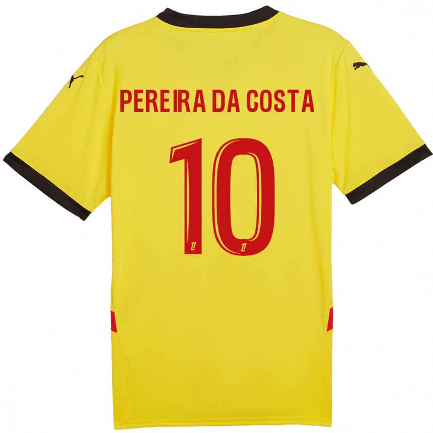 Kids Football David Pereira Da Costa #10 Yellow Red Home Jersey 2024/25 T-Shirt Uk