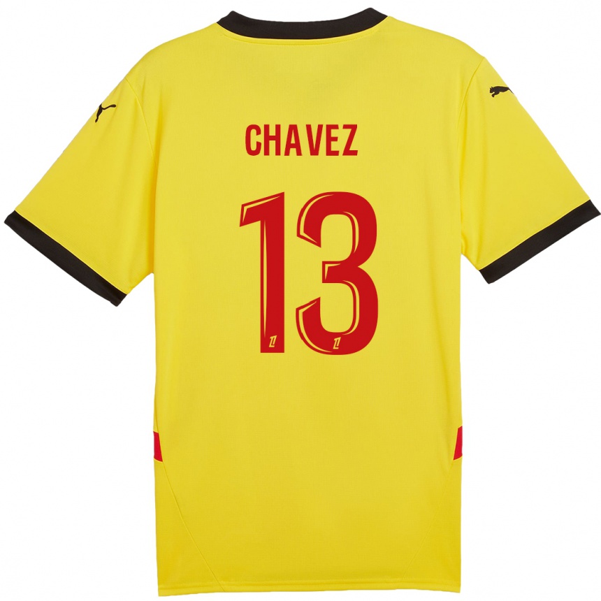 Kids Football Jhoanner Chávez #13 Yellow Red Home Jersey 2024/25 T-Shirt Uk