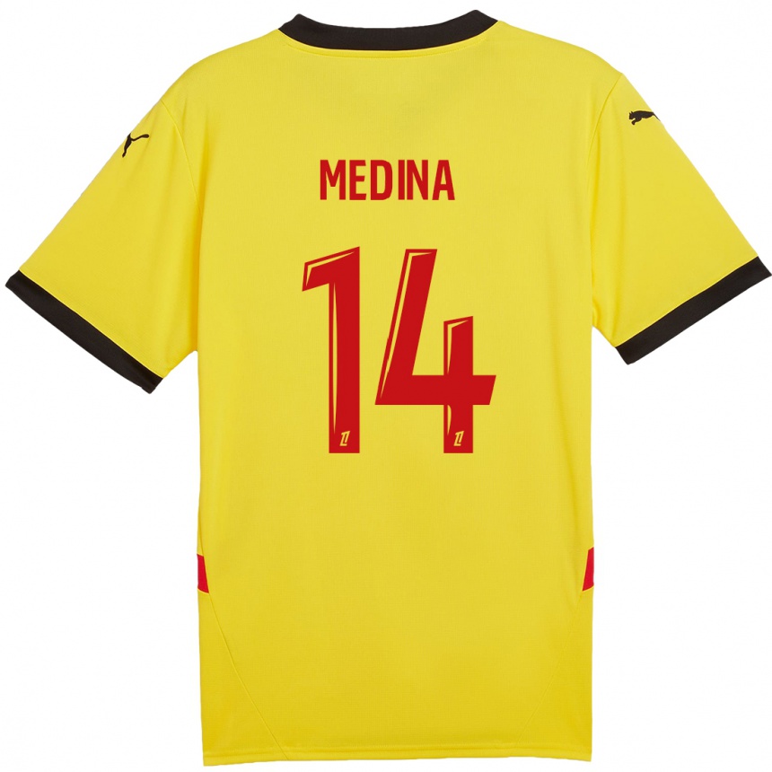 Kids Football Facundo Medina #14 Yellow Red Home Jersey 2024/25 T-Shirt Uk