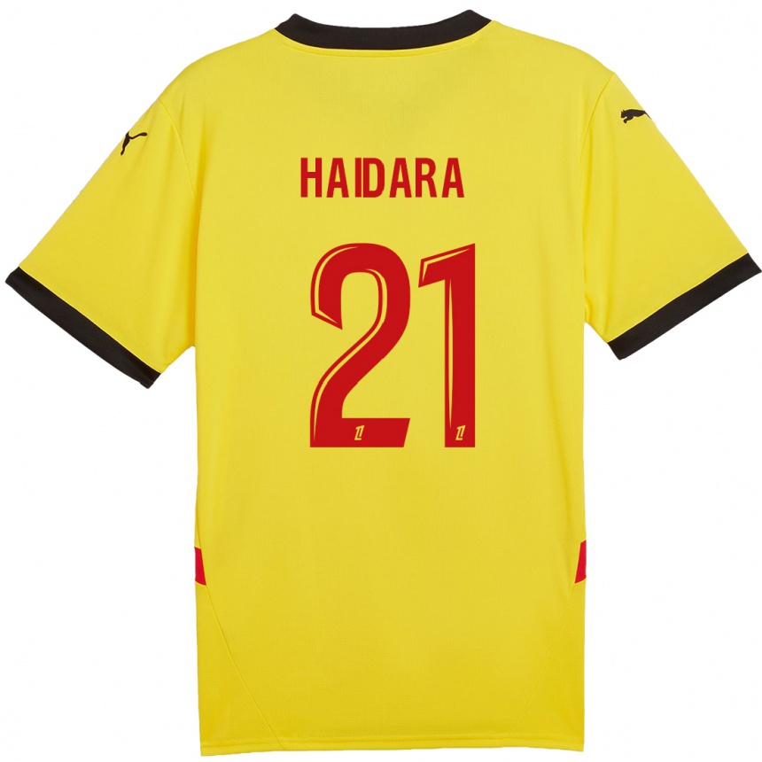 Kids Football Massadio Haidara #21 Yellow Red Home Jersey 2024/25 T-Shirt Uk