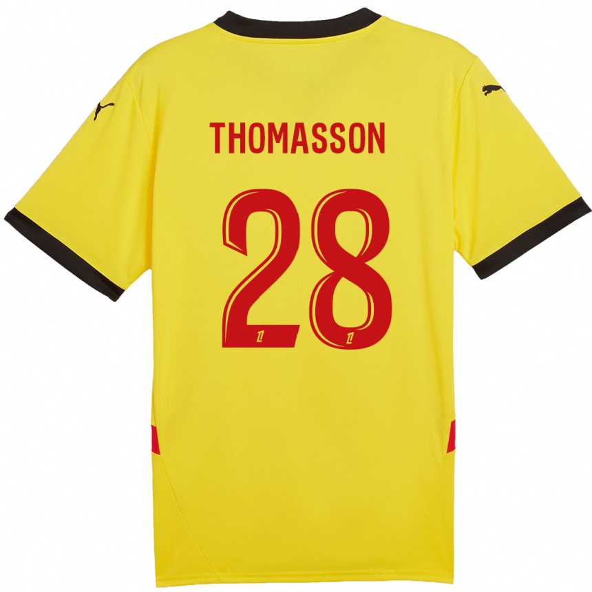 Kids Football Adrien Thomasson #28 Yellow Red Home Jersey 2024/25 T-Shirt Uk