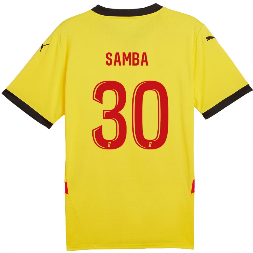 Kids Football Brice Samba #30 Yellow Red Home Jersey 2024/25 T-Shirt Uk