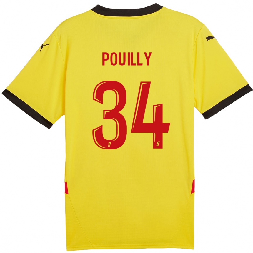 Kids Football Tom Pouilly #34 Yellow Red Home Jersey 2024/25 T-Shirt Uk