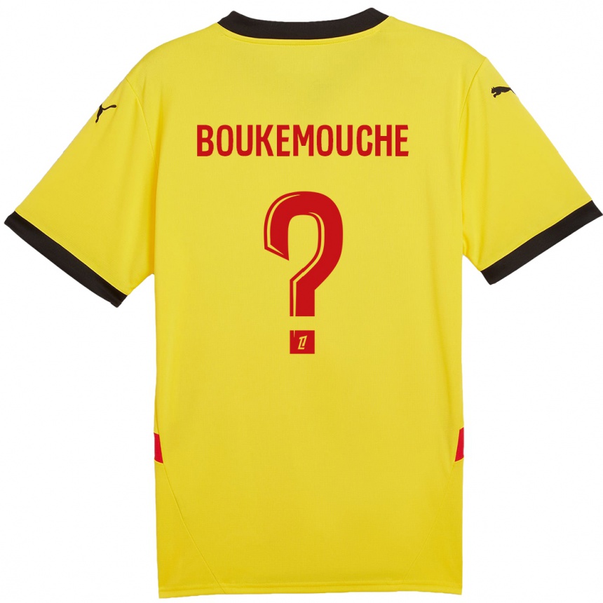 Kids Football Amine Boukemouche #0 Yellow Red Home Jersey 2024/25 T-Shirt Uk