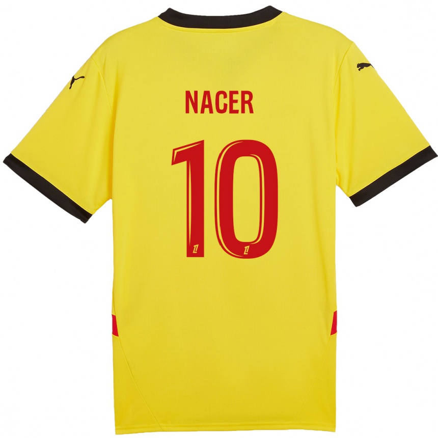 Kids Football Myriem Nacer #10 Yellow Red Home Jersey 2024/25 T-Shirt Uk