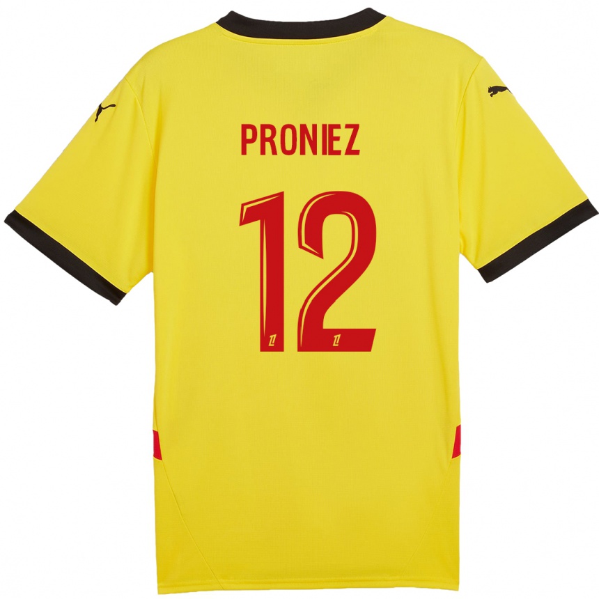 Kids Football Fany Proniez #12 Yellow Red Home Jersey 2024/25 T-Shirt Uk