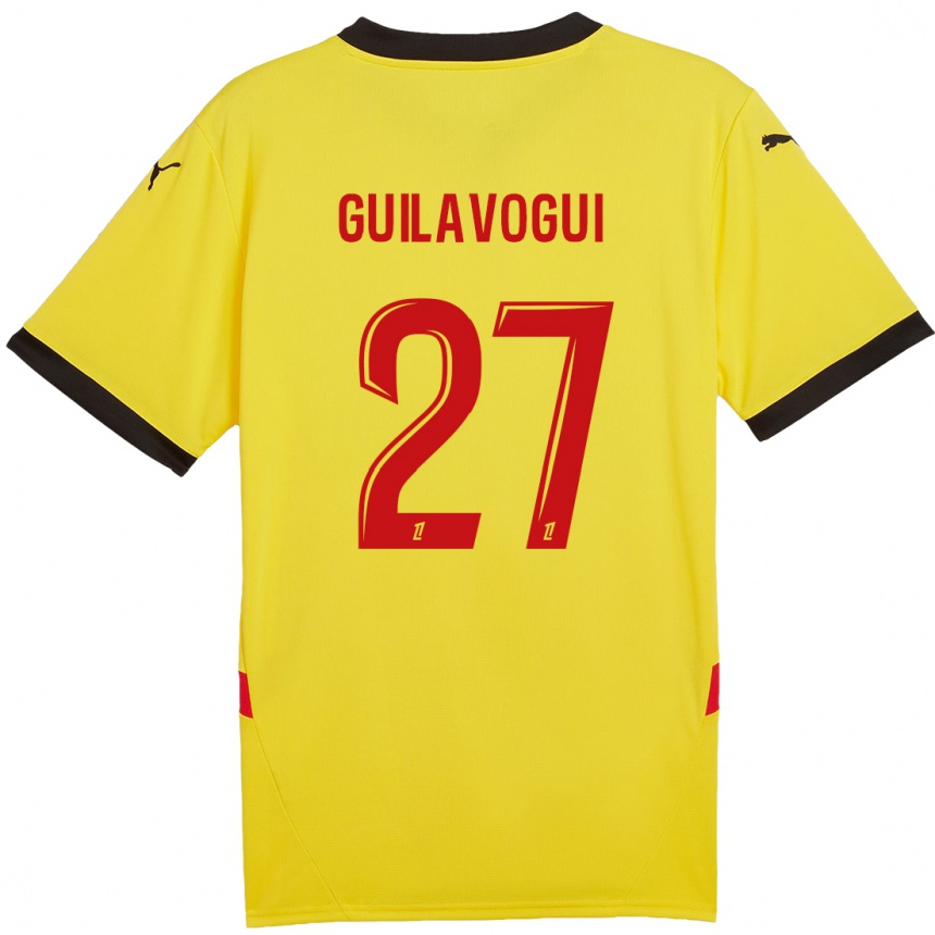 Kids Football Morgan Guilavogui #27 Yellow Red Home Jersey 2024/25 T-Shirt Uk