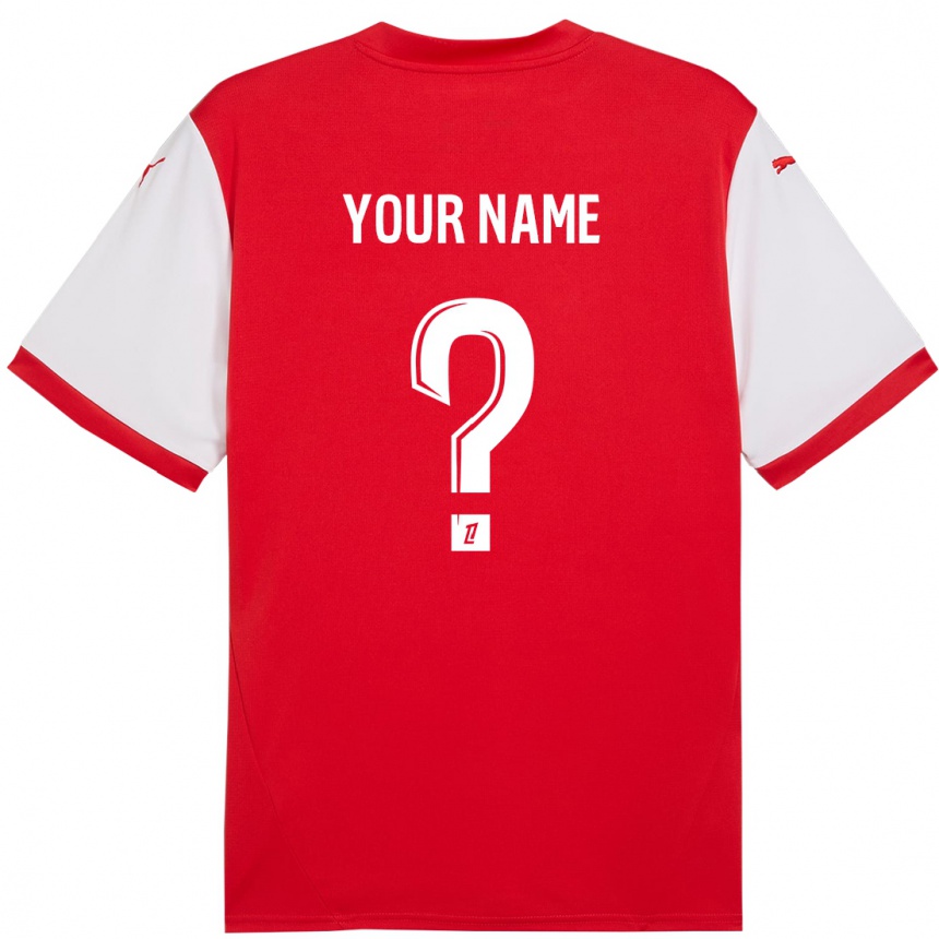 Kids Football Your Name #0 Red White Home Jersey 2024/25 T-Shirt Uk