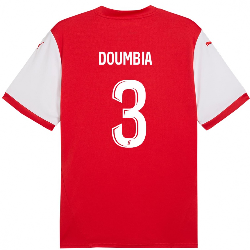 Kids Football Kamory Doumbia #3 Red White Home Jersey 2024/25 T-Shirt Uk