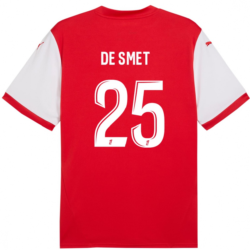 Kids Football Thibault De Smet #25 Red White Home Jersey 2024/25 T-Shirt Uk