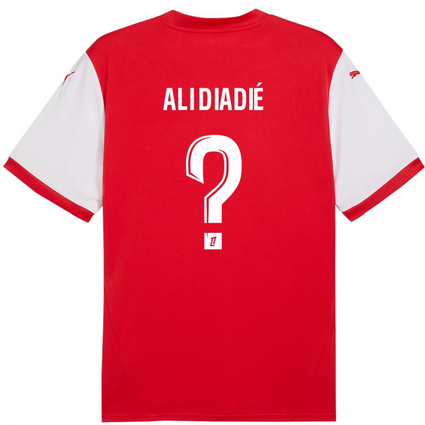 Kids Football Mohamed Ali Diadié #0 Red White Home Jersey 2024/25 T-Shirt Uk